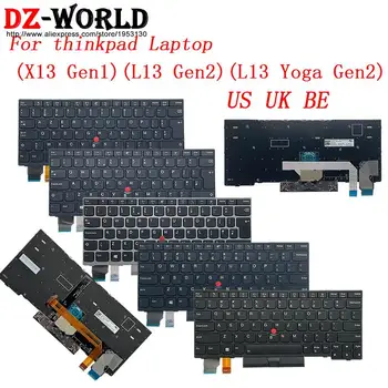 Клавиатура С подсветкой США, Великобритании, английского и бельгийского Языков Для Ноутбука Lenovo Thinkpad X13 Gen1 L13 Yoga Gen2 5N20V43328 5N20V43001 5N20V43043