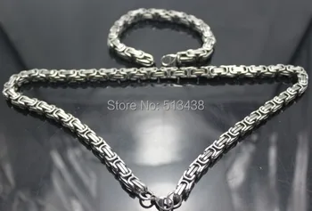 Лучшая оптовая цена, 5 мм, модное ожерелье с византийской цепочкой из нержавеющей стали и браслет для женщин и мужчин