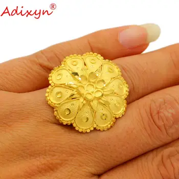Adixyn Эфиопские Ювелирные Изделия 24K Золотого Цвета Медные Кольца для Женщин Мужчин Дубай Африканские Обручальные Кольца Аксессуары N103121