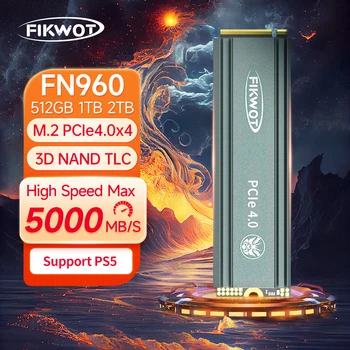 Твердотельный накопитель Fikwot FN960 M.2 SSD 512 ГБ 1 ТБ 2 ТБ с радиатором 5000 МБ/с. Внутренний твердотельный накопитель PCIe4.0x4 NVMe для настольных ПК PS5 SSD-диск