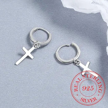 Корейские серьги-кольца из стерлингового серебра 925 пробы с крестом для женщин, детей, студентов, 2022, Свадебная вечеринка, Ювелирный подарок, Женские Подвески