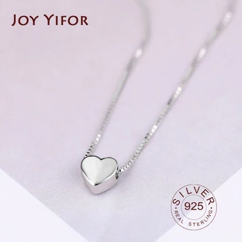 Модное Минималистичное ожерелье с подвеской в форме сердца из стерлингового Серебра 925 пробы, Милое Очаровательное ожерелье Для женщин