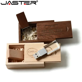 JASTER Деревянный Кристалл USB 2,0 Флэш-накопители 128 ГБ Модный флеш-накопитель из кленового дерева с Бесплатным пользовательским логотипом Memory stick 64 ГБ 32 ГБ USB-накопитель