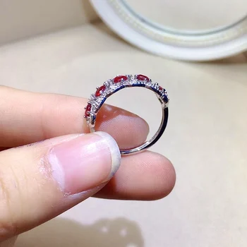 Элегантное серебряное кольцо с рубином для повседневной носки, кольцо с рубином из 100% натурального 3 мм, модные ювелирные изделия из серебра 925 пробы с рубином