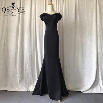 Черные вечерние платья с открытыми плечами, Эластичное вечернее платье 