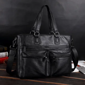 Портфель, сумки через плечо, Роскошная компьютерная сумка, Черная Мужская сумка-мессенджер, деловая кожаная сумка из коровьей кожи, Кожаные сумки Для мужчин