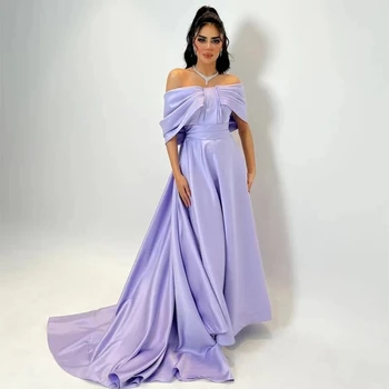 Элегантные вечерние платья для женщин 2023 с вырезом Бато, Сексуальное Платье с открытой спиной, vestidos de novia, Атласное платье для выпускного вечера трапециевидной формы