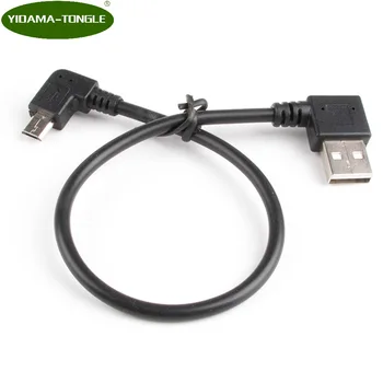 28 см Левый угол USB 2.0 Штекер под прямым углом 90 градусов Micro USB 5-контактный штекерный кабель шнур Адаптер Разъем конвертер