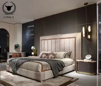 Итальянская двуспальная кровать из матовой кожи высокого класса, легкая роскошная современная свадебная кровать в главной спальне, мебель высокого класса, новый продукт