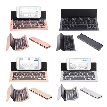 Складная перезаряжаемая клавиатура Мини Беспроводные Bluetooth-совместимые клавиатуры Из алюминиевого сплава, Портативные для путешествий, офиса, дома