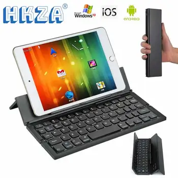 Складная Bluetooth-клавиатура HKZA, Перезаряжаемая портативная мини-беспроводная клавиатура с подставкой для планшетов для Android IOS Windows