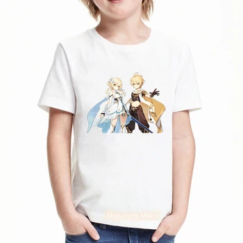 Новая футболка Genshin Impact, Винтажная футболка Traveler Kong Kaeya Diluc Bennett, Детская одежда с Мультяшным принтом, Футболки Для мальчиков, Футболка