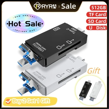 6 в 1 OTG SD Card Reader Флэш-Накопитель Smart Memory Card Reader Type C Кард-ридер Type C Адаптер USB2.0 TF Card Adapter Micro