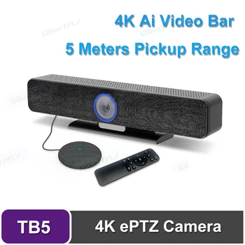 Видеоконференция TB5 Microfono веб-камера 4k Ai Video Bar DSP Процессор Широкоугольная камера ePTZ с углом обзора 116 ° 1080P для видеоконференции