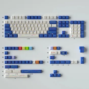 Эмо черный/синий колпачок для клавиш механической клавиатуры, большой набор из 152 клавиш, термосублимационная вишня из ПБТ, вишневая оригинальная заводская высота