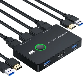 USB HDMI2.0-совместимый Переключатель KVM HD4K60Hz Для управления 2 Компьютерами Или ноутбуками, Мониторами с двумя входными дисплеями