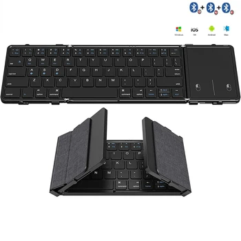 Missgoal Складная беспроводная клавиатура с тачпадом Тонкая клавиатура Bluetooth Портативная перезаряжаемая клавиатура Поддержка 3 устройств