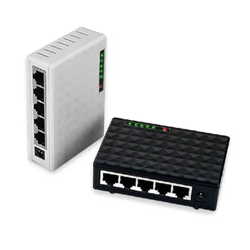 Мини-5-портовый настольный гигабитный коммутатор/сетевой коммутатор Fast Ethernet LAN Сетевой коммутатор Адаптер США ЕС Штекер для IP-камеры