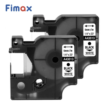 Fimax 2 шт Совместимый для Принтера Этикеток Dymo D1 Лента 43613 6 мм Лента для этикеток DYMO D1 Черный на белом Производитель Этикеток Лента для этикеток