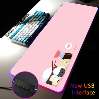 RGB Коврик для мыши, симпатичная USB-док-станция, несколько интерфейсов, интерфейс Typec, Игровые аксессуары, Коврик для мыши, Розовое украшение в стиле Каваи, Большой настольный коврик