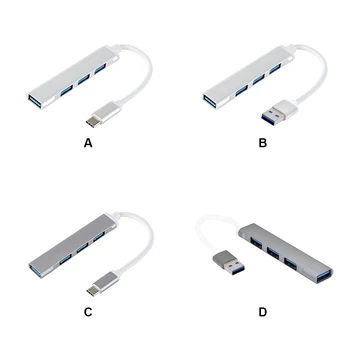 USB-концентратор, Разветвитель для ноутбука, Мышь, Высокоскоростной Компьютерный адаптер, док-станция для зарядки, зарядное устройство для аксессуаров, Серебристый USB