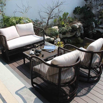 Открытый ротанговый диван, сад, внутренний двор, балкон, ротанговое кресло, солнцезащитный крем, водонепроницаемая мебель для отдыха, уличный диван