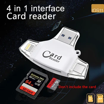4 в 1 Устройство Чтения карт памяти Type C Micro SD usb type-c OTG USB Флэш-память гаджет Для iPhone iPad MacBook Адаптер SD-Ридер lightning