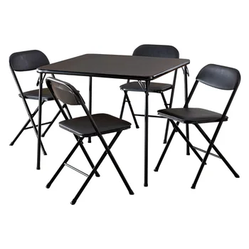 Набор карточных столов из 5 предметов, Черный Складной Стол, Походное Снаряжение, Уличный стол для пикника, Уличная мебель для патио