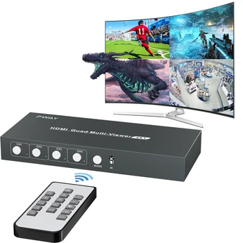 HDMI Multiviewer Switch 4 Порта для просмотра 4K Quad Multi-Viewer Switcher 4 в 1 Выходе с Аудиовыделителем для игр с камерой Безопасности