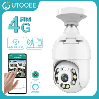 UTOOEE 5MP 4G SIM-карта E27 Лампа IP-Камера с Автоматическим Отслеживанием Цвета Ночного Видения Камера Видеонаблюдения Обнаружение Движения iCSee