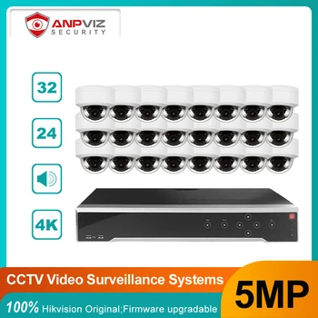 32CH 4K OEM NVR Kit Anpviz 24/32 5MP POE IP-камера Система Внутренней/Наружной IP-камеры CCTV Security System Kit IP66 30m