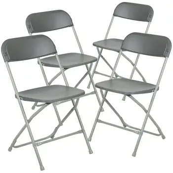 Пластиковый складной стул серии Hercules ™ - серый - грузоподъемность 4 650 фунтов, удобное кресло для мероприятий -Легкий складной стул Col