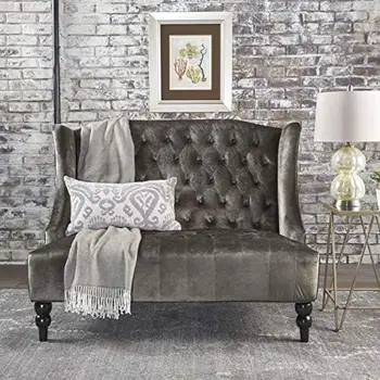 Leona Современный гламурный диванчик с хохлатым бархатным задником, винный и темно-коричневый