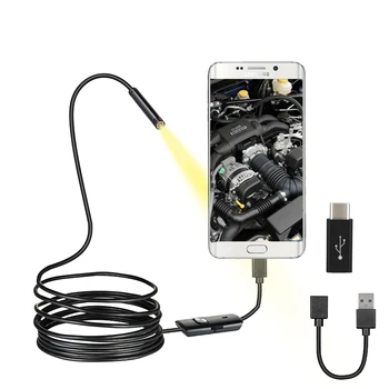 USB Эндоскопическая Камера Гибкая IP67 Водонепроницаемая с 6 Регулируемыми светодиодами Инспекционная Бороскопическая Камера Micro USB OTG Type C для ПК Android