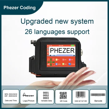 Phezer 30 Языков 12,7/25,4 мм PC11Plus Мини Портативный Принтер QR-штрих-код Дата Логотип Срок годности Ручной Струйный Принтер Этикетка