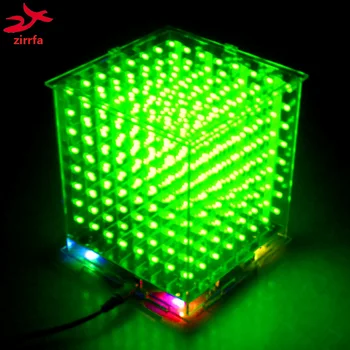 В наличии! DIY 3D8s LED mini cubeeds отличная анимация/Наборы 8x8x8/Junior, 3D зеленый светодиодный дисплей, Рождественский подарок