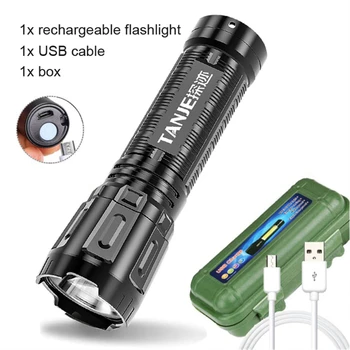 Портативный мини светодиодный фонарик со встроенной батареей, USB перезаряжаемый фонарик, фара, лагерный рабочий свет для кемпинга