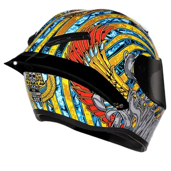 Полнолицевой мотоциклетный Профессиональный гоночный шлем Kask Dot с радужным козырьком для мотокросса по бездорожью Touring с рисунком фараона