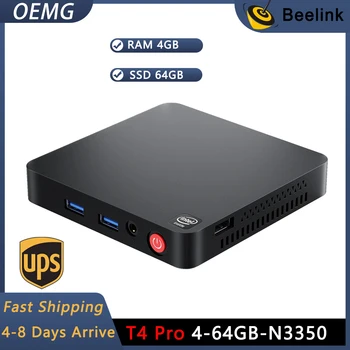 Мини-ПК Beelink T4 Pro - Celeron N3350, 4 ГБ DDR + 64 ГБ - Двойной HDMI, WiFi, BT4.0