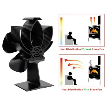 Вентилятор для печки с 4 лопастями, работающий на тепловой энергии, Бесшумный Вентилятор для камина, циркуляция тепла, Вентиляторы для печки на дровах/бревнах/камина