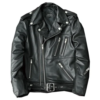 2023 Новая куртка из искусственной кожи, мужские осенне-зимние мужские пальто, диагональная молния и множество карманов, тонкая мотоциклетная одежда