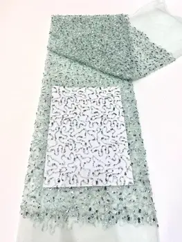 Африканская Кружевная ткань с блестками и бисером J-1228295, Высококачественная Нигерийская свадебная вышивка, Французский тюль, кружевная ткань