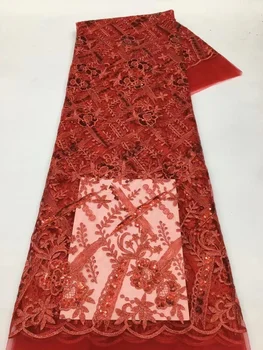 Африканская Кружевная ткань с пайетками 2023, Высококачественная Французская Кружевная ткань с ручной вышивкой, Тюль, Материал для Нигерийского свадебного платья