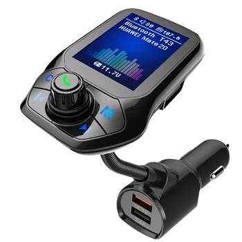 Автомобильный MP3 Bluetooth плеер T43/T26D Цветной экран Расширенный шланг Поддержка QC3.0 Быстрая зарядка Цикл воспроизведения