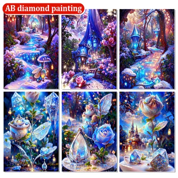 Алмазная картина 5D AB Dream Crystal Голубая Роза, Алмазная вышивка, Цветок, Вышивка крестом, Мозаика из горного хрусталя, Украшение для дома