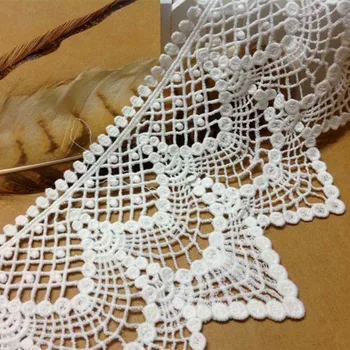 5 ярдов 100% Хлопчатобумажной кружевной вышивки с 3D цветочной отделкой Белого и черного цветов 12 см