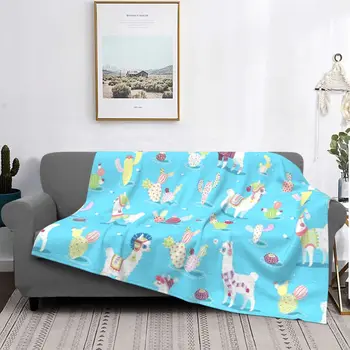 Фланелевое одеяло с забавным рисунком альпаки, весна и осень, Портативное супер мягкое одеяло с милыми животными, Кровать, ковер на открытом воздухе