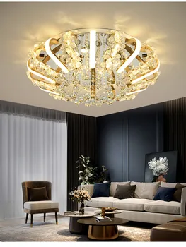 Легкий роскошный постмодернистский минималистичный хрустальный светодиодный потолочный светильник, круглый декор для гостиной