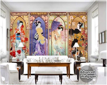 обои из шелковой ткани beibehang красивая японская картина маслом на фоне телевизора с четырьмя экранами papel de parede 3d обои