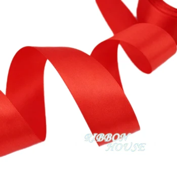 (25 ярдов/рулон) 40 мм Красная односторонняя атласная лента, лямки, подарочные рождественские ленты